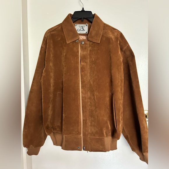 Men genuine leather suede bomber jacket made in Italy
